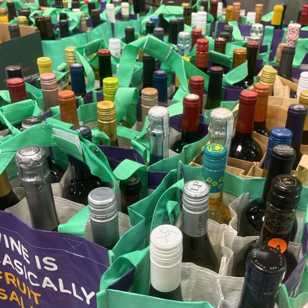 wine bottles in bags